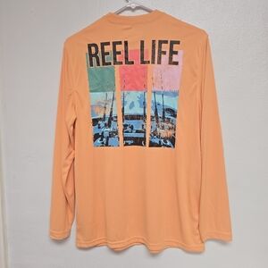 Reel Life Men's Orange Long Sleeve Tee Small